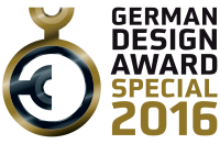 A German Design design díj 2016 nyertesének jelvénye, amit a Nosiboo Pro elektromos orrszívó is megkapott.